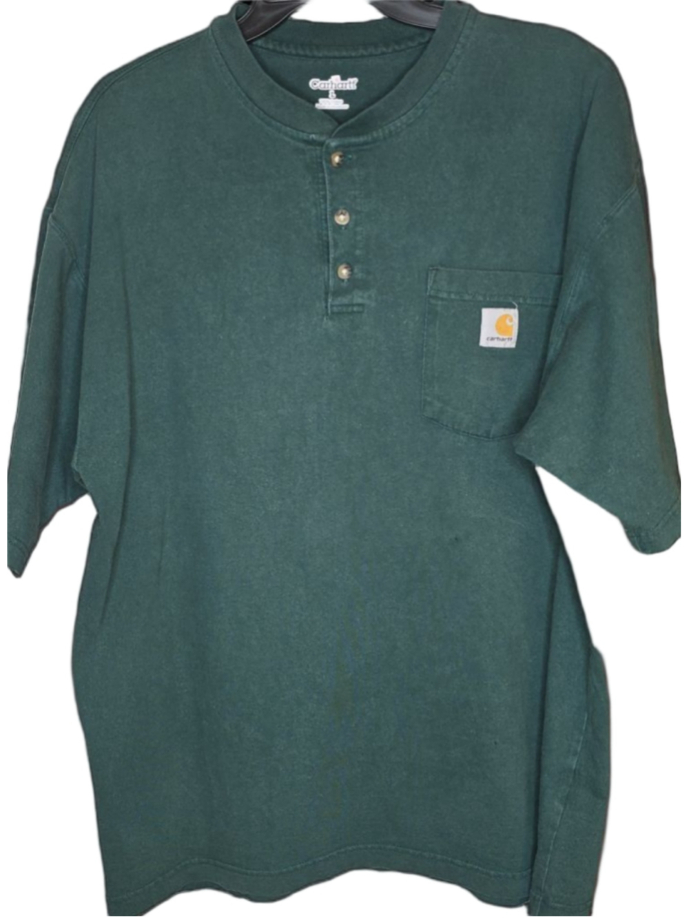 Men's Carhartt Green Short Sleeve Henley Tee L